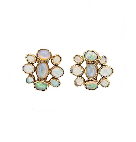 Lot 47 - A pair of opal ear studs