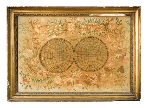 Lot 360 - A Regency silkwork picture of the world