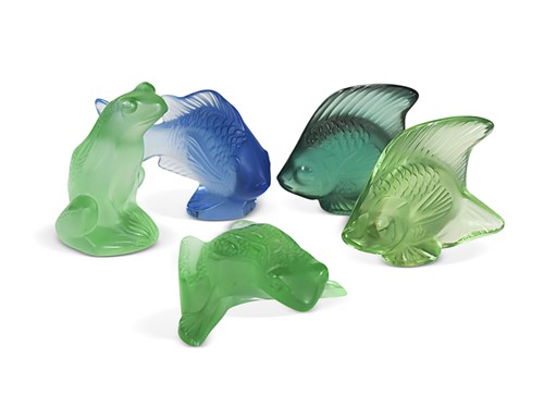 Lot 12 - Poisson, two Lalique frosted and polished glass seals