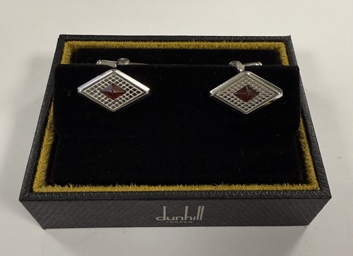 Lot 304 - Dunhill - A pair of silver collar stays and two pairs of silver cuff links