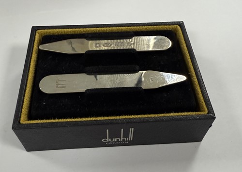 Lot 304 - Dunhill - A pair of silver collar stays and two pairs of silver cuff links