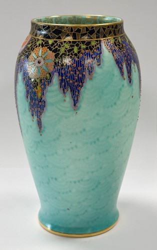 Lot 26 - A pair of Art Deco Crown Devon 'mattajade' vases