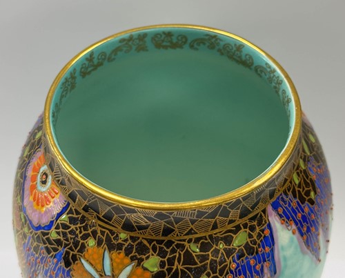 Lot 26 - A pair of Art Deco Crown Devon 'mattajade' vases