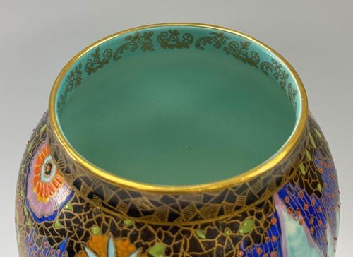 Lot 26 - A pair of Art Deco Crown Devon 'mattajade' vases