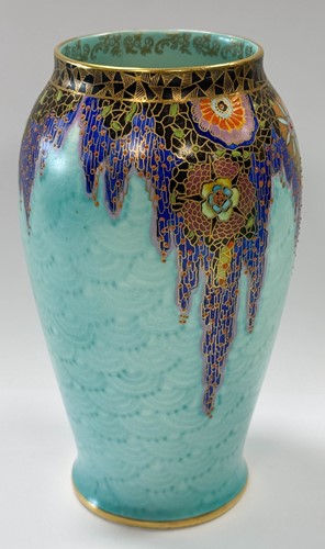 Lot 26 - A pair of Art Deco Crown Devon 'mattajade' vases