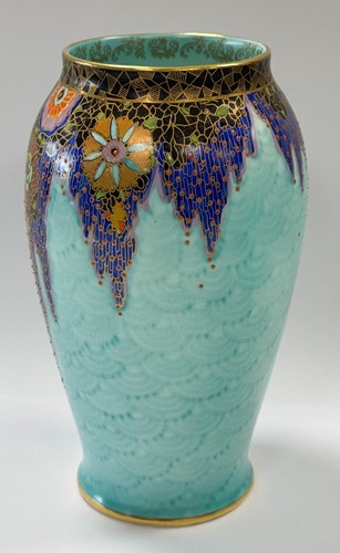 Lot 26 - A pair of Art Deco Crown Devon 'mattajade' vases