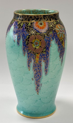 Lot 26 - A pair of Art Deco Crown Devon 'mattajade' vases