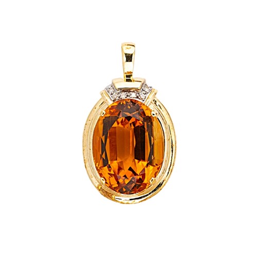 Lot 77 - A citrine and diamond pendant
