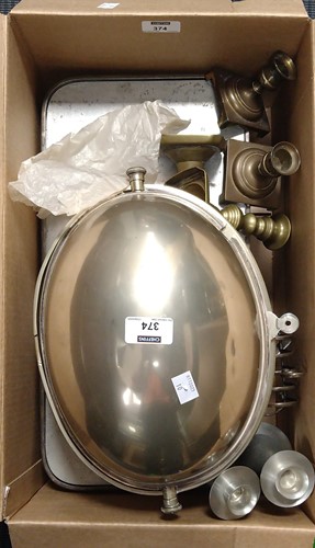Lot 374 - Collection of plated wares, including hotplate...