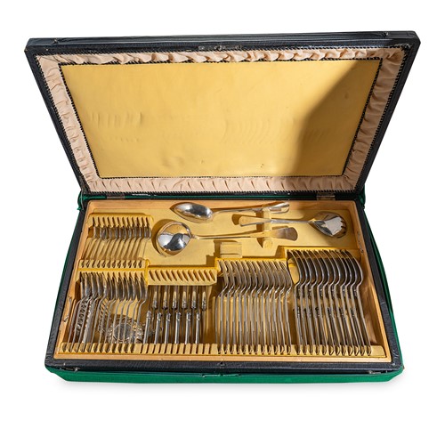 Lot 385 - A 76-piece set of Austro-Hungarian metalwares silver cutlery & flatware with 54 additions