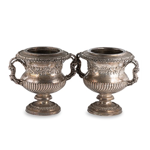 Lot 371 - A pair of 19th century Old Sheffield Plate wine coolers