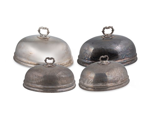 Lot 372 - A set of four 19th century Old Sheffield Plate meat domes