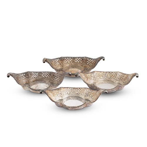 Lot 485 - A set of 4 Victorian silver bonbon dishes