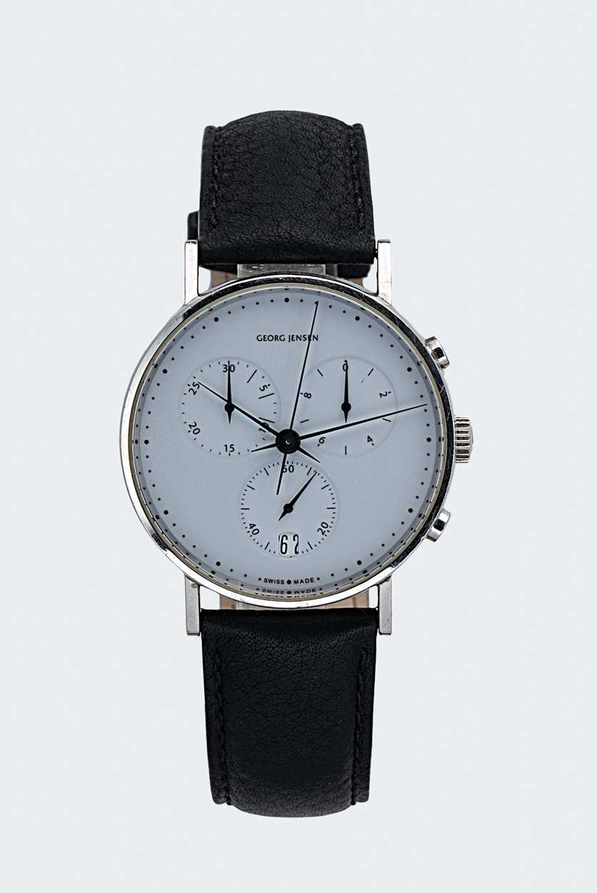Lot 245 - Georg Jensen - A steel 'Koppel' chronograph wristwatch