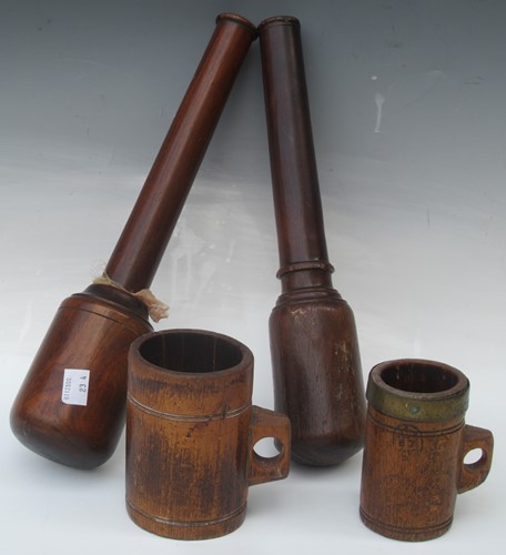 Lot 99 - A pair of 19th century Lignum vitae (?)...
