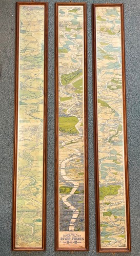 Lot 60 - A printed triptych, 'Birds Eye View of the River Thames from Oxford to London'