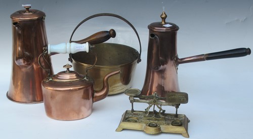Lot 126 - Two 18th century copper coffee pots