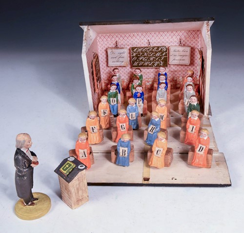 Lot 359 - German model schoolroom with teacher and pupils, 19th century.