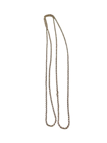Lot 300 - A long guard chain, unhallmarked, cartouche...