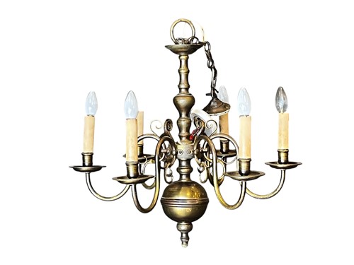 Lot 783 - A Dutch style brass chandelier, 63cm high...