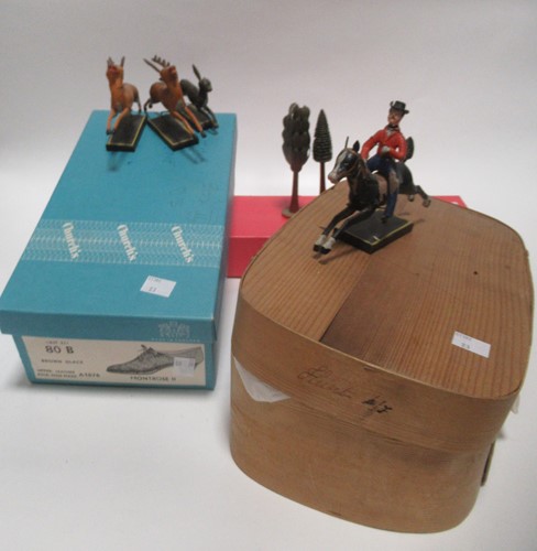 Lot 184 - A vintage painted wooden model hunting set,...