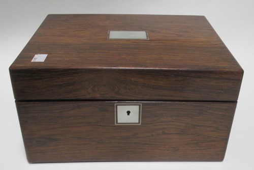 Lot 367 - A rosewood cased toilet box with silver...