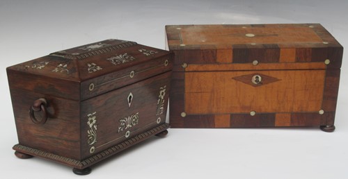 Lot 226 - A Regency rosewood and mother of pearl inlaid...