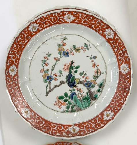 Lot 13 - A set of seven Chinese famille verte plates, Kangxi Emperor (1662-1722)