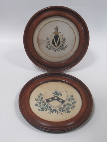 Lot 180 - A pair of heraldic roundels, 19th century, in...