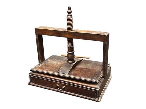 Lot 626 - An 18th century oak book press with single...