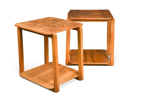 Lot 230 - A pair of Art Deco walnut side tables