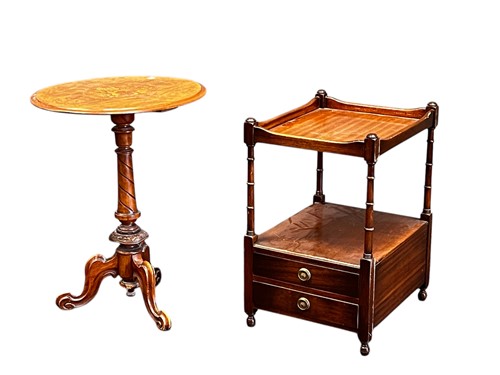 Lot 650 - A mahogany two tier bedside or lamp table,...