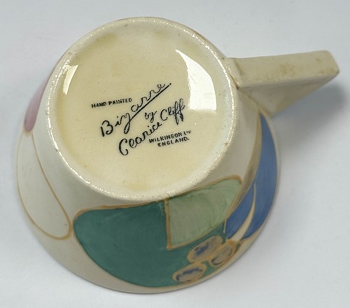 Lot 28 - Clarice Cliff Bizarre, a pair of 'Pastel Melon' conical cups and saucers