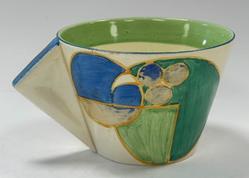 Lot 28 - Clarice Cliff Bizarre, a pair of 'Pastel Melon' conical cups and saucers