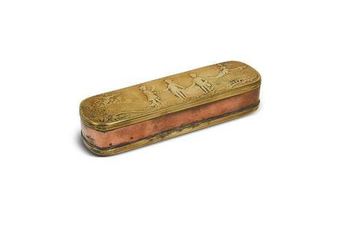 Lot 407 - A German copper and brass tobacco box, 18th century