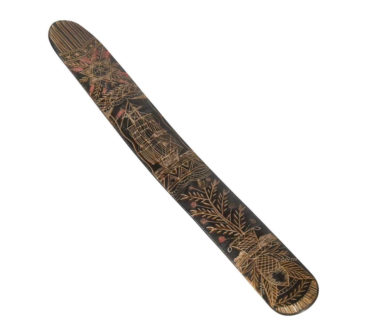 Lot 429 - A carved baleen whalebone corset stay busk, 19th century
