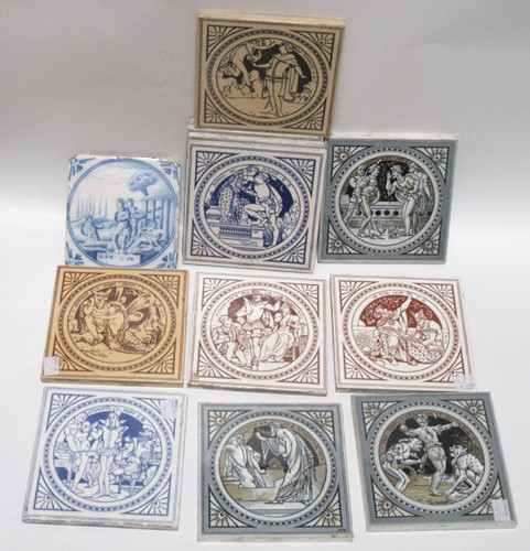 Lot 121 - Twelve Mintons tiles, printed with...