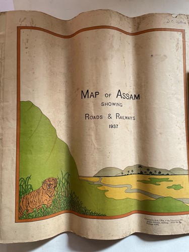 Lot 61A - India - Map of Assam Showing Roads and Railways 1937