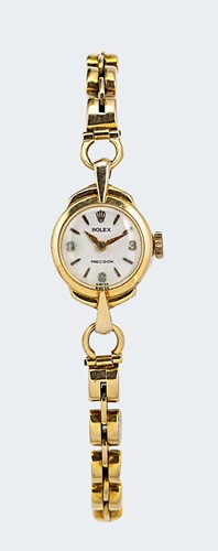 Lot 266 - Rolex - A 9ct gold 'Precision' wristwatch with an aftermarket 9ct gold bracelet