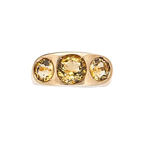 Lot 144 - A three stone citrine ring