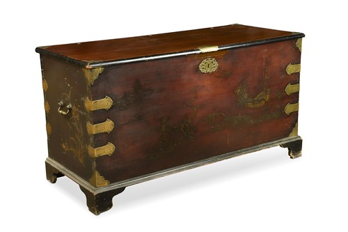 Lot 296 - A mahogany and brass bound chest, early 19th century