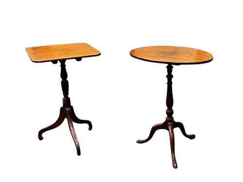 Lot 725 - Two small mahogany tripod tables, 73 x 47 x...