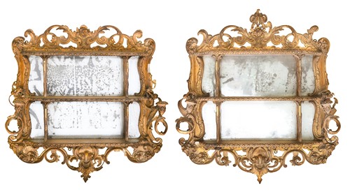 Lot 508 - A pair of wall mounted mirror backed etageres, 19th century