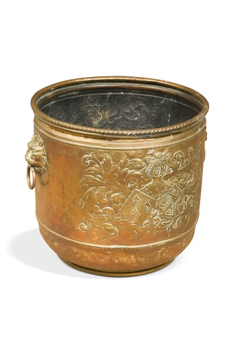 Lot 252 - An embossed brass log bin, 19th century