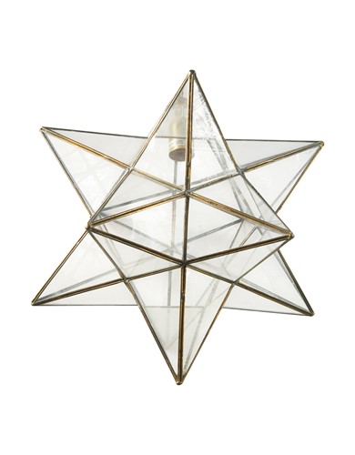 Lot 544 - A brass and glass star shaped hall lantern, 20th century