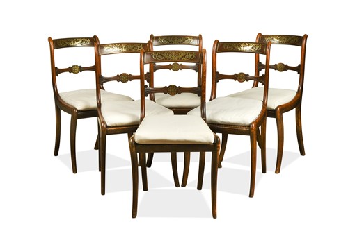 Lot 342 - A set of six Regency simulated rosewood dining chairs