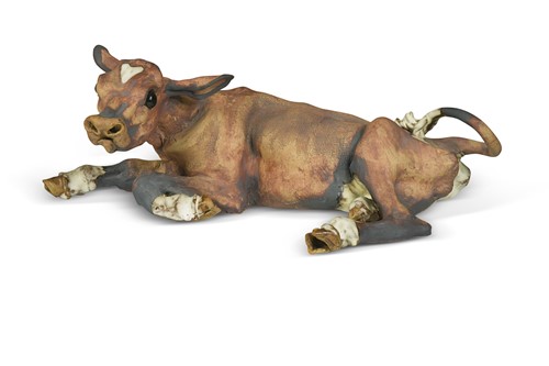 Lot 73 - Elaine Peto (1963-), a stoneware model of a Jersey calf