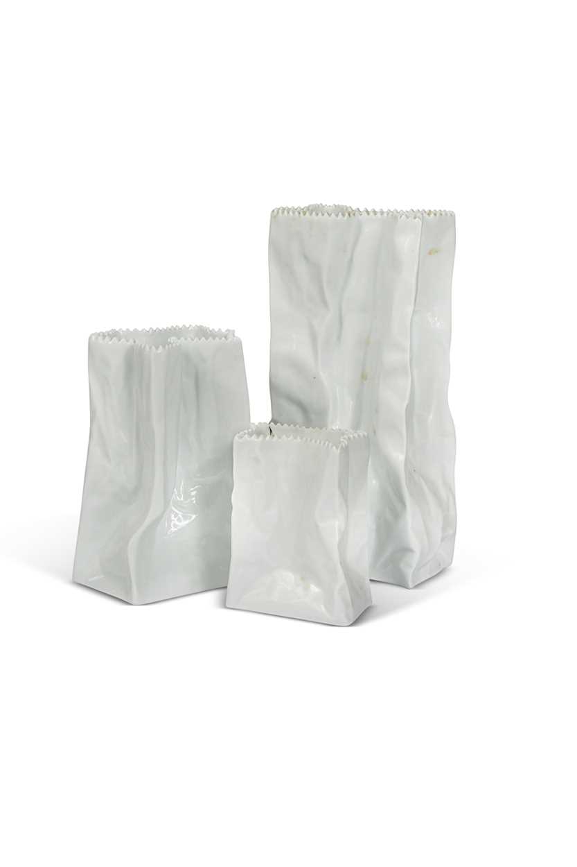 Lot 1 - Tapio Wirkkala for Rosenthal, a set of three graduated ‘paper bag’ vases