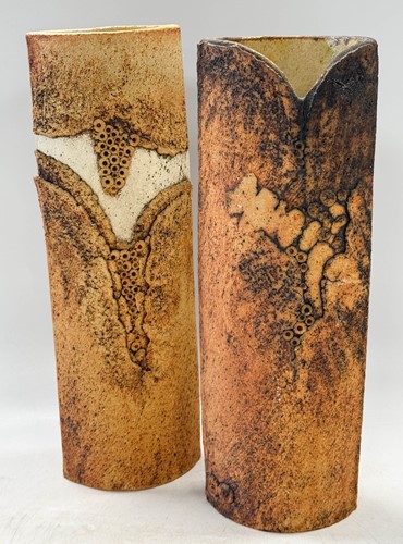 Lot 54 - Nigel Edmondson, a composed pair of stoneware vases