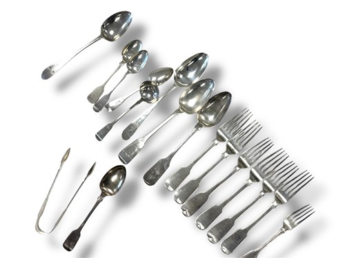 Lot 352 - A collection of Irish silver flatware, 936g...